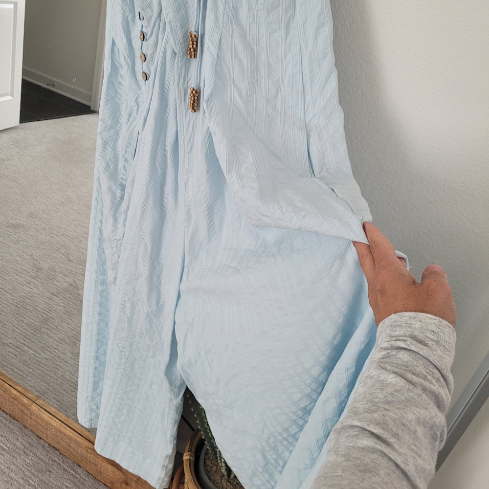 FREE PEOPLE WIDE LEG JUMPSUIT ONESIE MEDIUM LIGHT BLUE